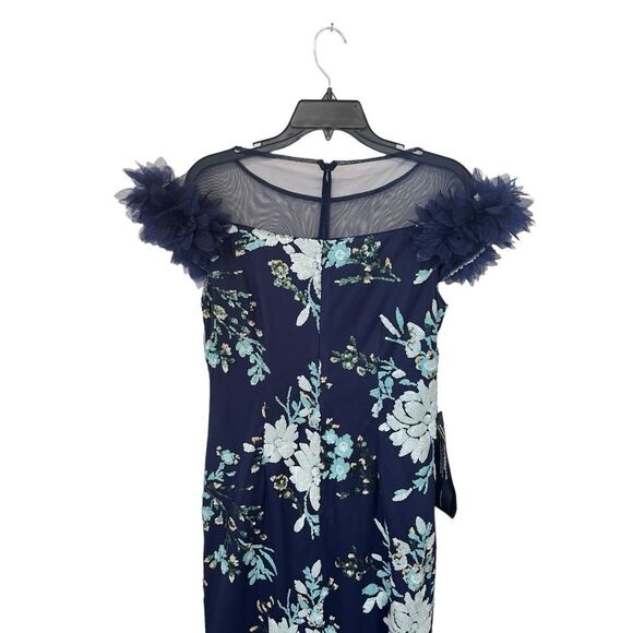 NWOT JS COLLECTIONS | HALLY COLUMN GOWN NAVY PISTACHIO 2 - Picture 9 of 14